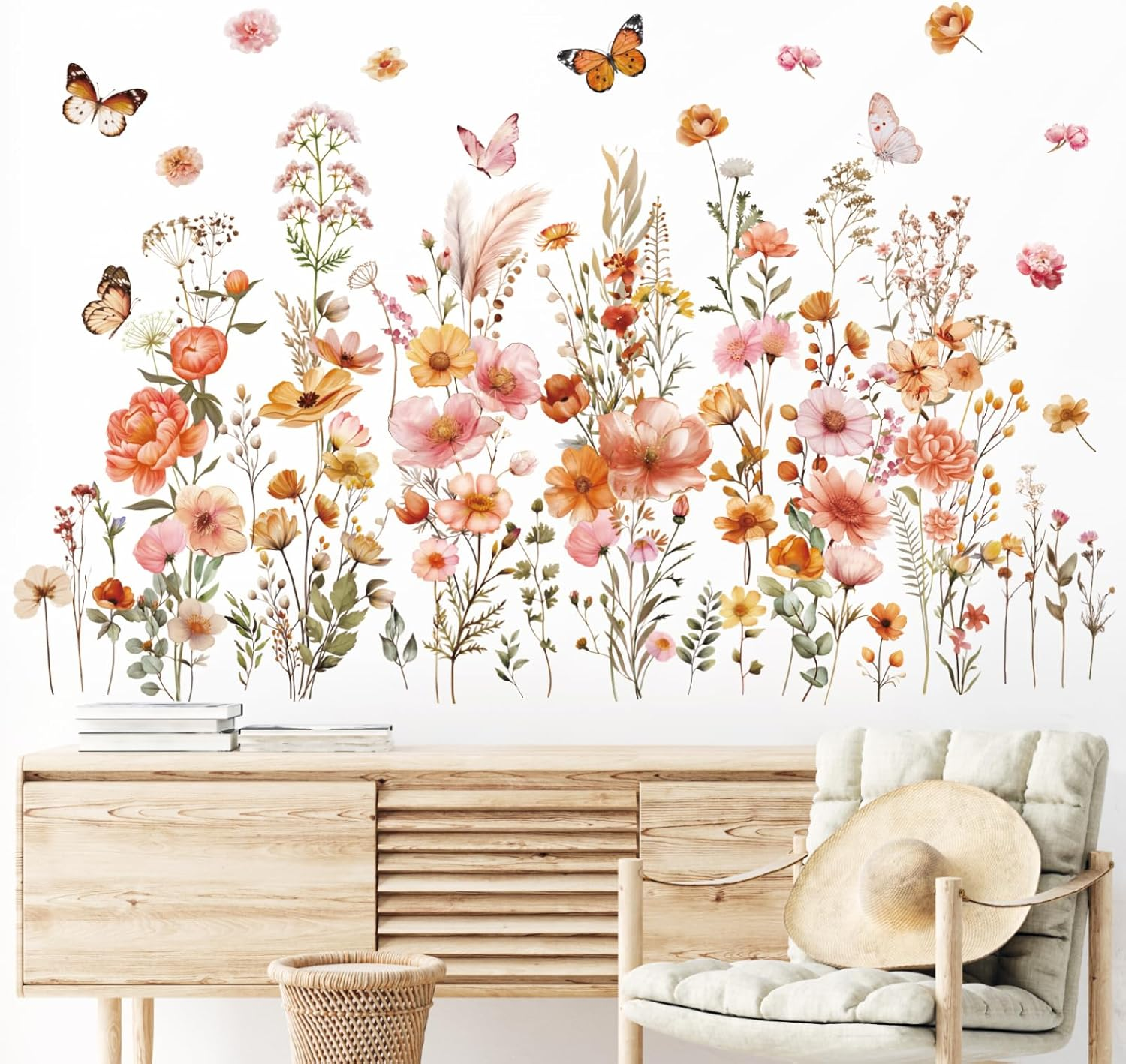 DECOWALL SG2-2506 Boho Small Flowers Wall Stickers Peel and Stick Removable Floral Decals Nursery Bedroom Nature Home Decor Garden