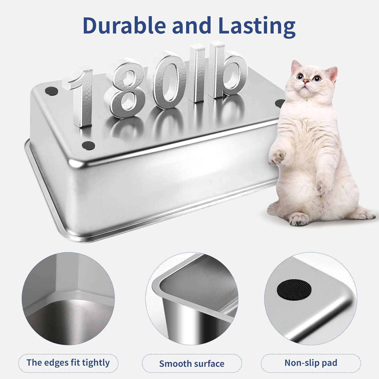 Bartuke XXXL Extra Large Stainless Steel Litter Box with Lid, 28"L X 20"W X 17"H Enclosed Metal Cat Litter Box with Litter Scoop & Foot Pedal, Odor Control,Easy Cleaning for Big Cats, Multiple Cats image number 6