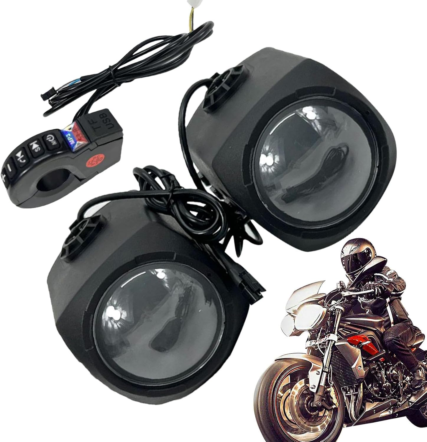 Handlebar Speakers for Motorcycle - Motorcycle Audio Sound System for Handlebar - Radio Amplifier, Audio Amp System, Hifi Sound Motorcycle Stereo for ATV and UTV