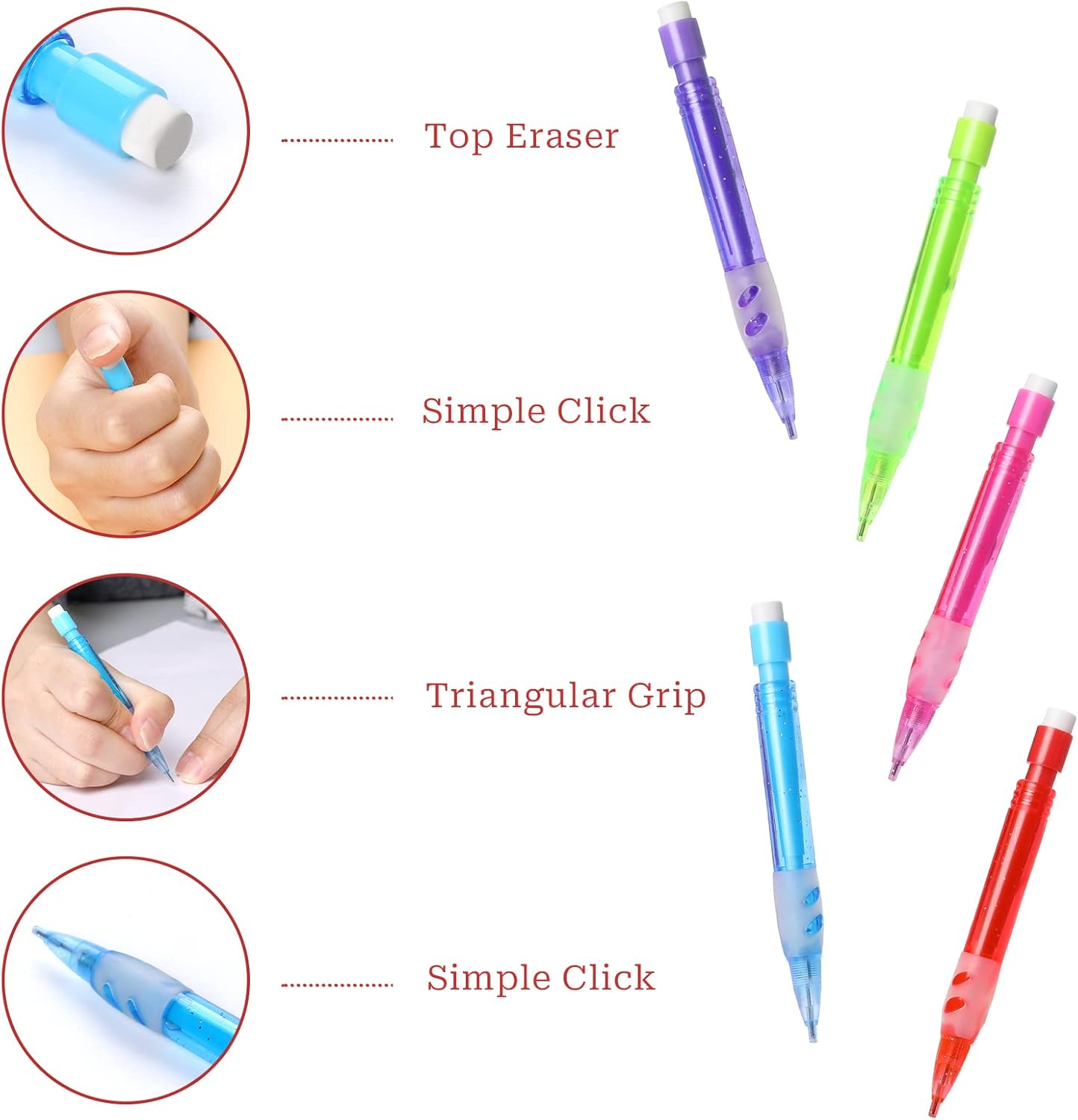 KALIONE 15Pcs Mini Mechanical Pencils Assorted Automatic Pencils with Mini Erasers 0.7 Mm Small Mechanical Pencil Pens for Home Office School Stationery Supplies image number 5