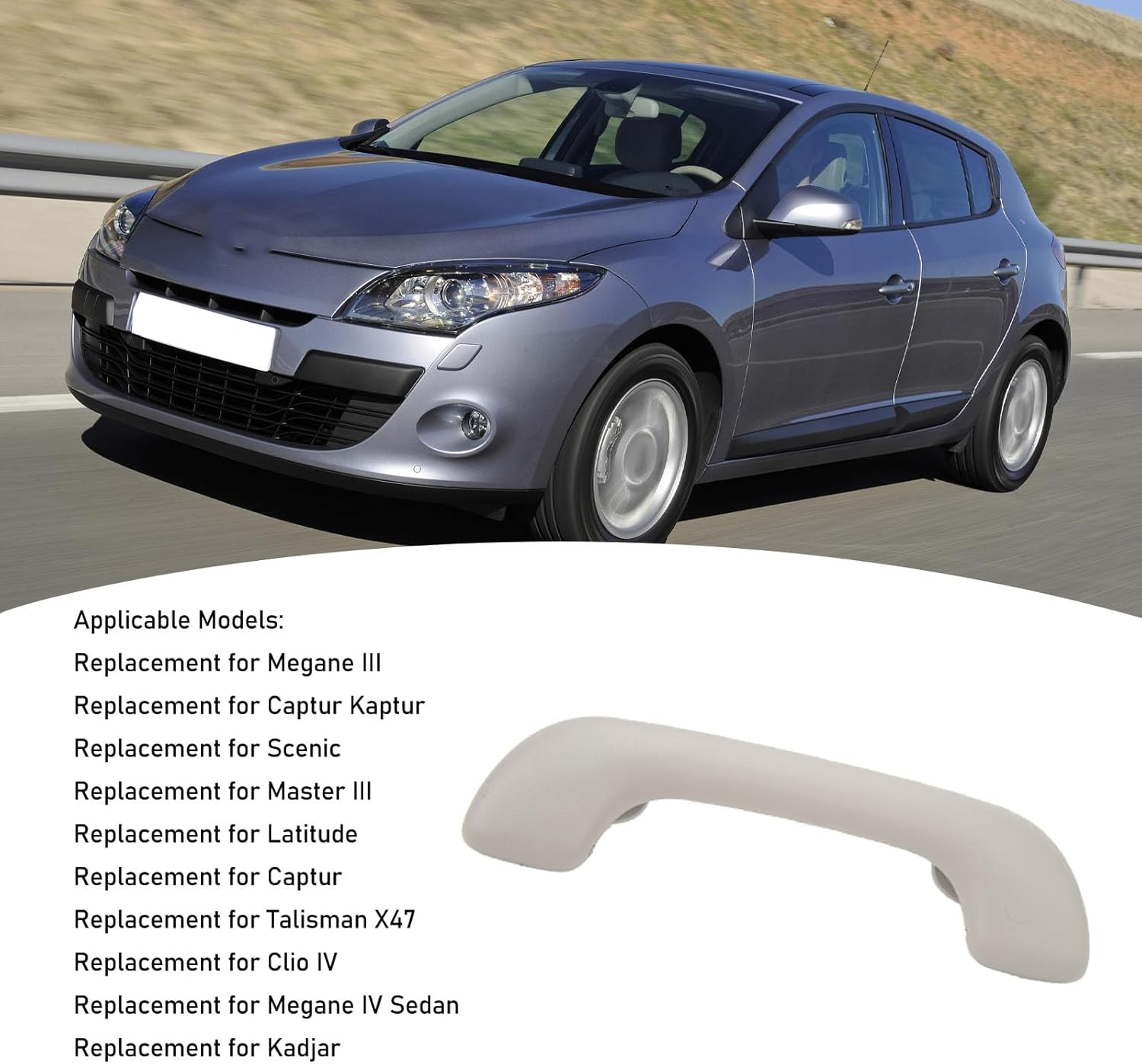 Grcfumo Interior Roof Pull Grab Handle, 739410013R Grey Front Inner Roof Pull Handle Grab, Comfortable Front Roof Handle for Specific Car Model