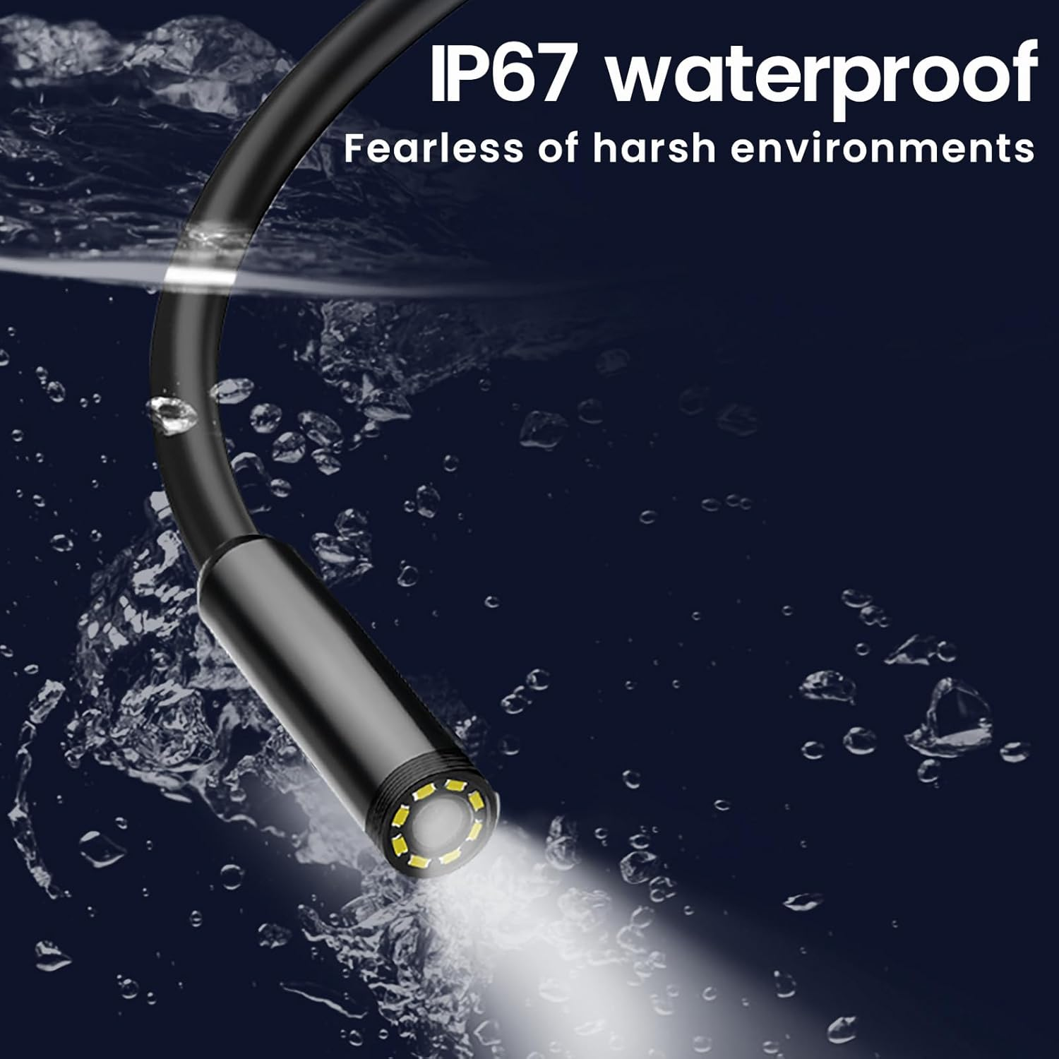 Endoscope Camera with Light, Angkng Inspection Camera 4.3" IPS Screen, 1080P Borescope with 8 LED Light, Handheld IP67 Waterproof Endoscope, 5M Semi-Rigid Cord Borescope for Drain Sewer Pipe image number 5