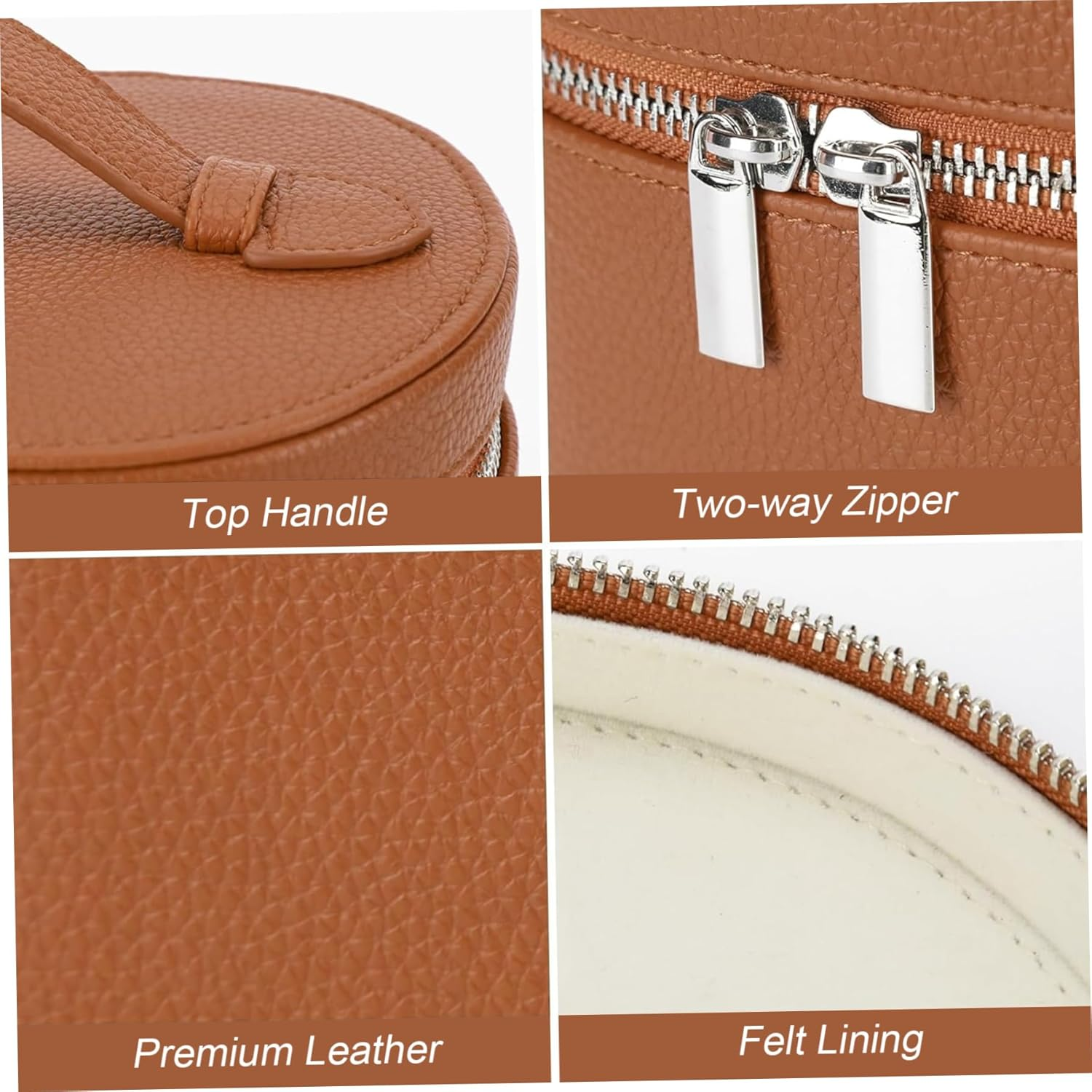 Makeup Bag, PU Leather Vanity Case with Removable Divider, Portable Cosmetic Bag with Handle and Zipper, Travel Makeup Case for Women, Vanity, with Dividers image number 2