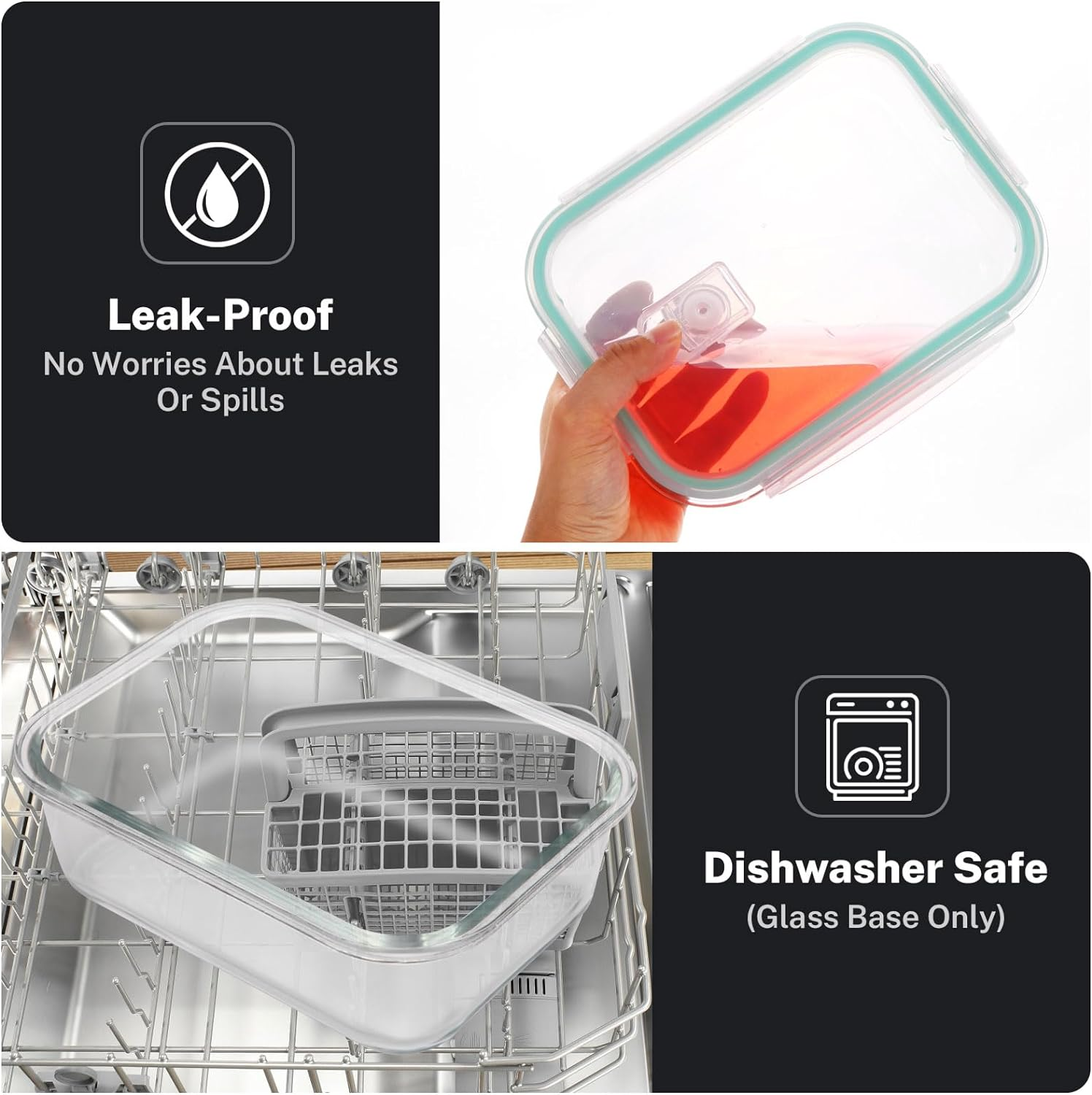 KITHELP 10 PACK 1050Ml & 370Ml Glass Food Storage Containers with Airtight Lids - Glass Meal Prep Containers - Microwave, Oven, Freezer and Dishwasher Safe, Bpa-Free image number 6