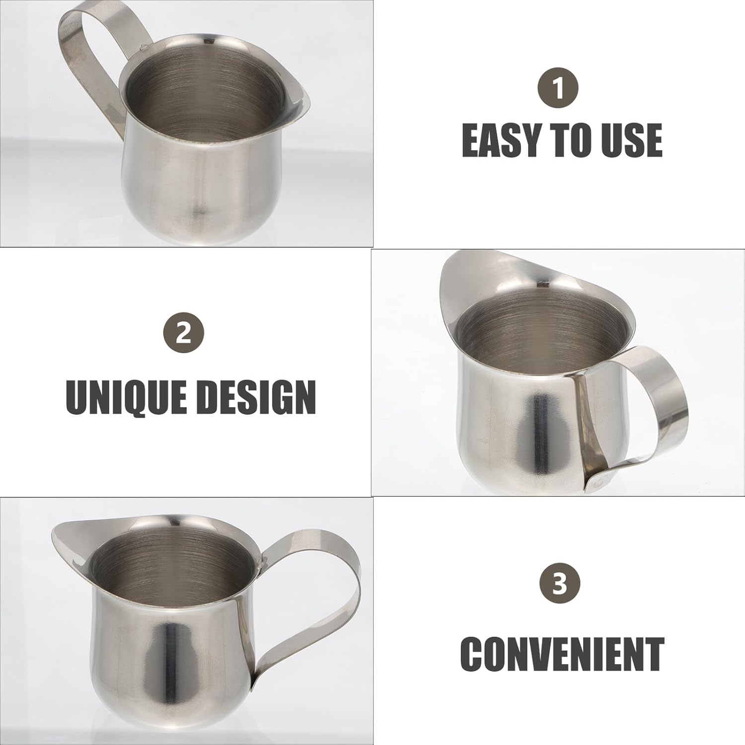 TEHAUX Stainless Steel Milk Pitcher 50Ml Coffee Frothing Cup Sturdy Mocha Creamer Jug for Household Espresso and Latte Art image number 1