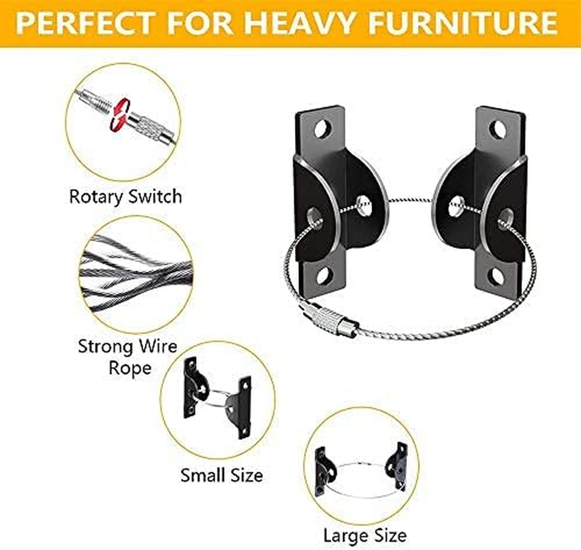 Furniture Strap for Baby Proofing, Metal Child Proofing Anti-Tip Furniture Anchors (6 Pack), Secure 400 Pound Falling Furniture Prevention Straps Child Pet Safety Straps Earthquake Resistant image number 1