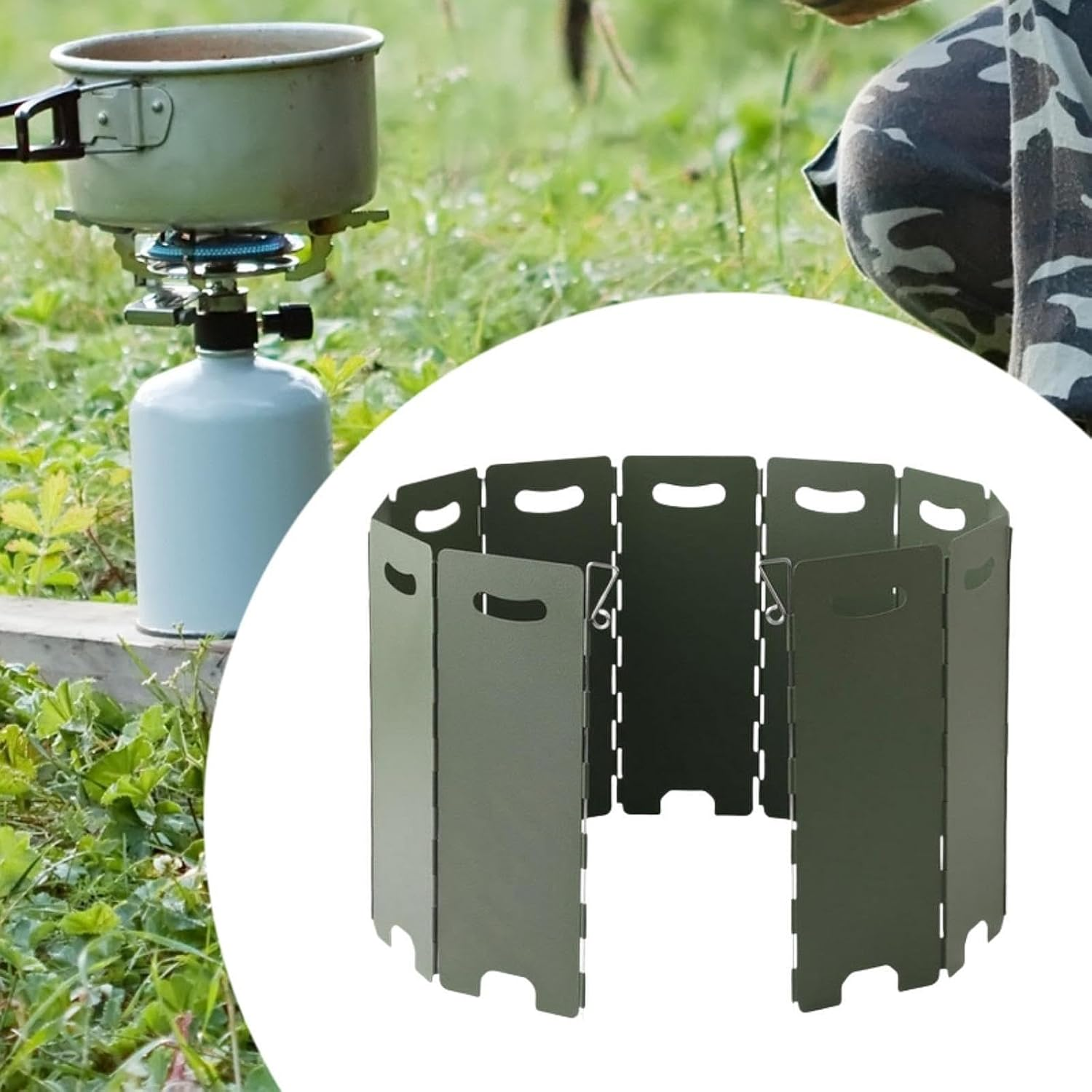 Eigell Camping Windscreen with Storage Bag Windshield for BBQ Barbecue Picnic image number 3