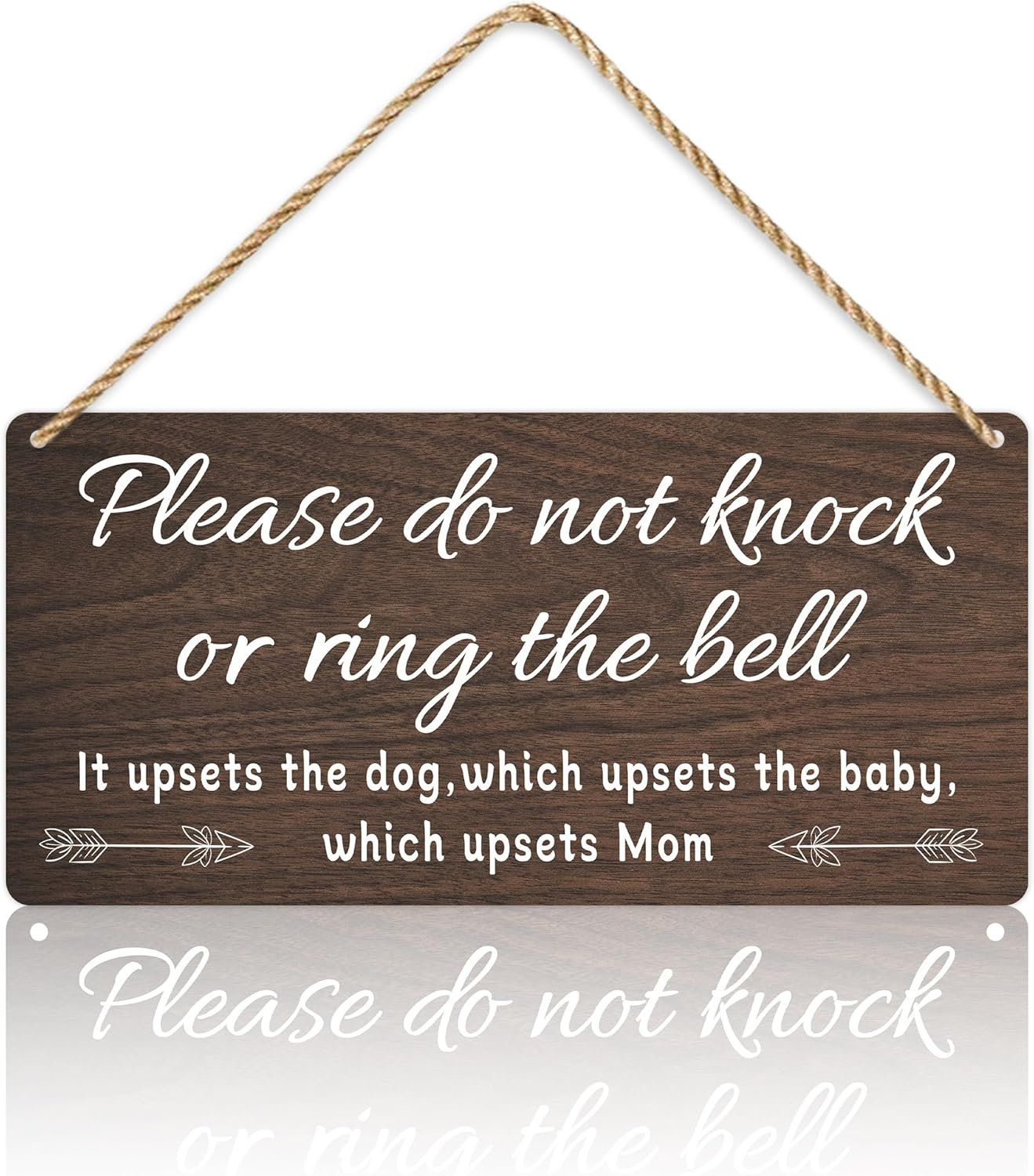 Do Not Knock Baby Sleeping Sign for Front Door, Double-Sided PVC Rustic Please Do Not Ring Doorbell No Soliciting Hanging Sign for Home, House, Office, Business（Without Ropes）