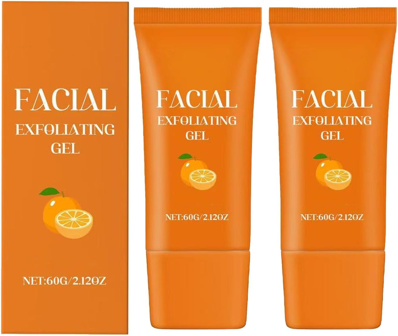Facial Exfoliating Gel, Orange Exfoliating Gel, Skin Peeling for Body, Dead Skin Remover for Body Brightening, Orange Enzyme Hydrating Facial Scrub, Cleansing and Rejuvenating Pore Refining (1PCS)