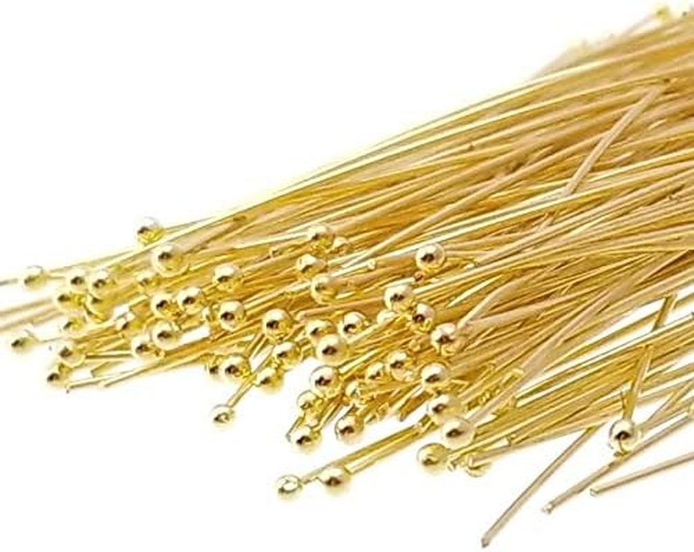 (50Mm X 22G, Gold) - 200Pc Gold Solid Brass Head Ball Pins for Jewellery Making- Nickel Free Hypoallergenic- 50Mm (2 Inch), 22 Gauge image number 2