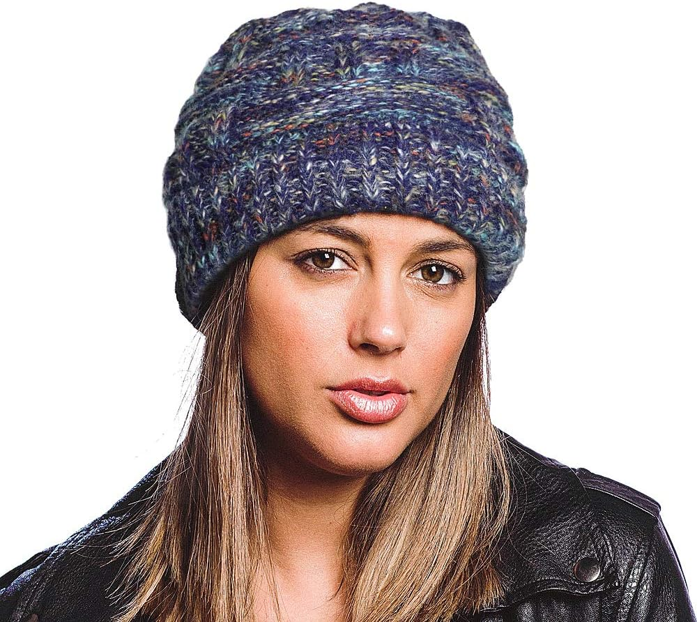 Taidor Messy Bun Ponytail Beanie Hat Colored Dots Cable Knit Cap for Women Girls Winter - Black image number 5