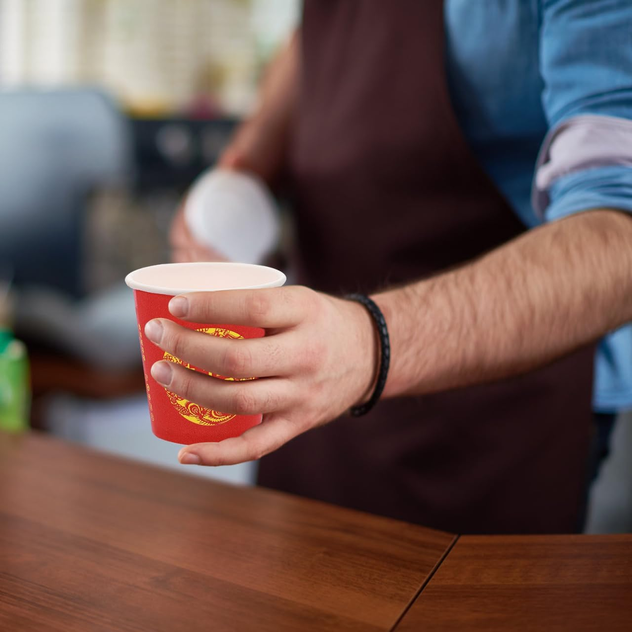 Baluue 100Pcs Chinese Style Paper Cups for Weddings Double Lightweight and Beverage Cups for Party Tea Ceremony and Outdoor Events image number 3