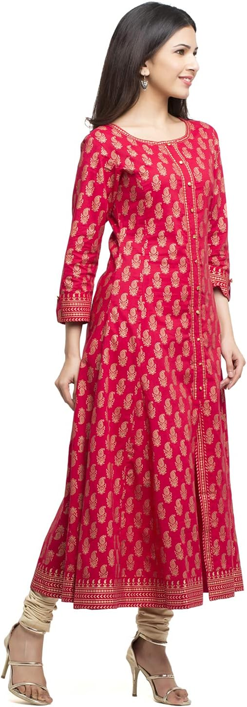Yash Gallery Women'S Cotton Printed Anarkali Kurta for Women image number 2