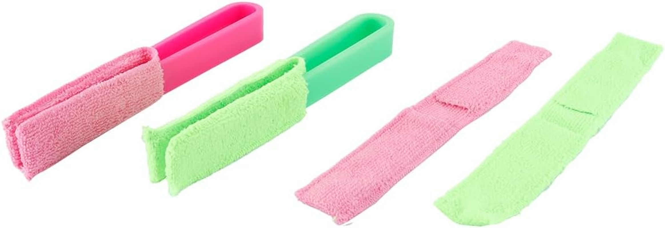 Orivin 2 Pcs Blinds Duster, Removable Dual Head Cleaning Tool,Microfiber 2 Pronged Washable Duster, for Window Blinds (Green, Rose) image number 3
