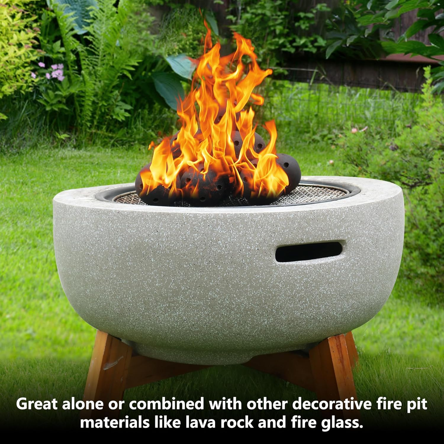 Ceramic Fire Balls-3 Inch Set of 15 round Fire Stones Set, Safe for Outdoors and Indoors Fire Pit or Fireplaces Reusable Fireballs, Black image number 2