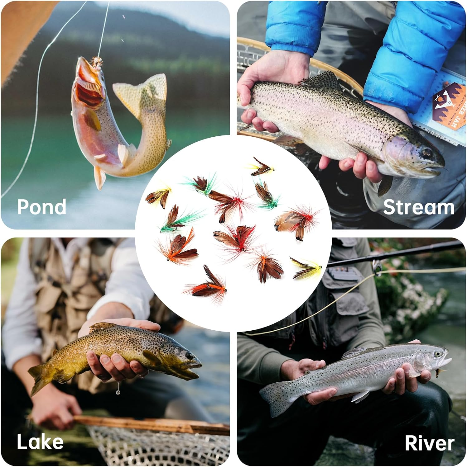 Origlam 12Pcs Butterfly Fly Fishing Lure, Handcrafted for Bass Panfish Trout Salmon image number 2