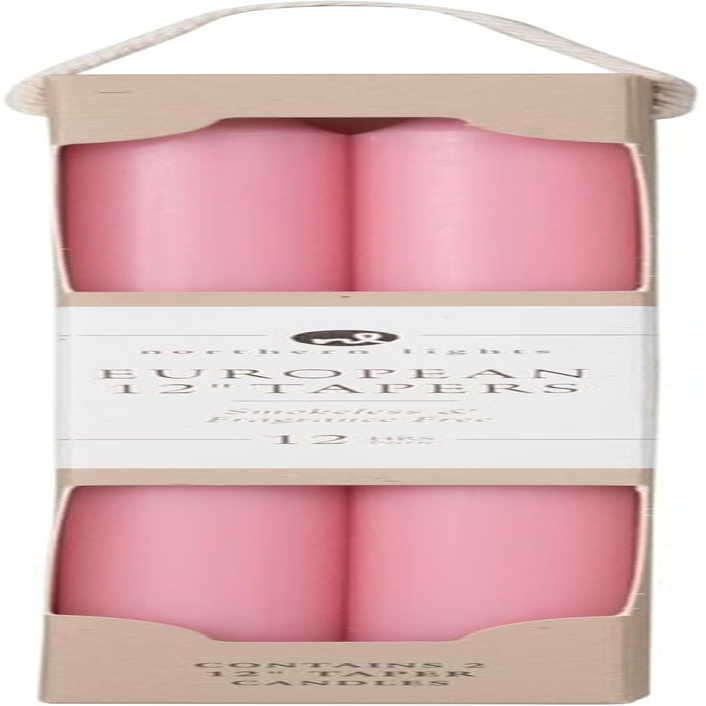 Northern Lights Candles - 12" 2PK Premium Tapers, Soft Pink - 72882