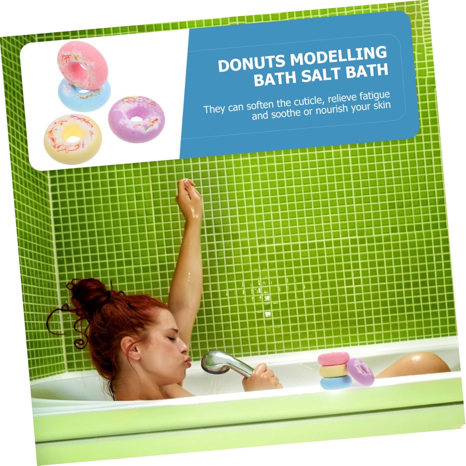 MERRYHAPY 4Pcs Adorable Doughnut Bath Salt Balls Spa for Boys and Girls Adults Random Color image number 1