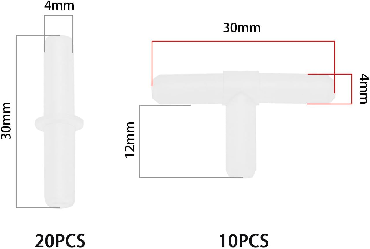 Ecsing 30PCS Aquarium Airline Connectors Air Line Tube Plastic Connector Aquarium Staight Connector I Connector T Connector for Air Line Tube 4/6Mm Pump Fish Tank Pond Plastic image number 3