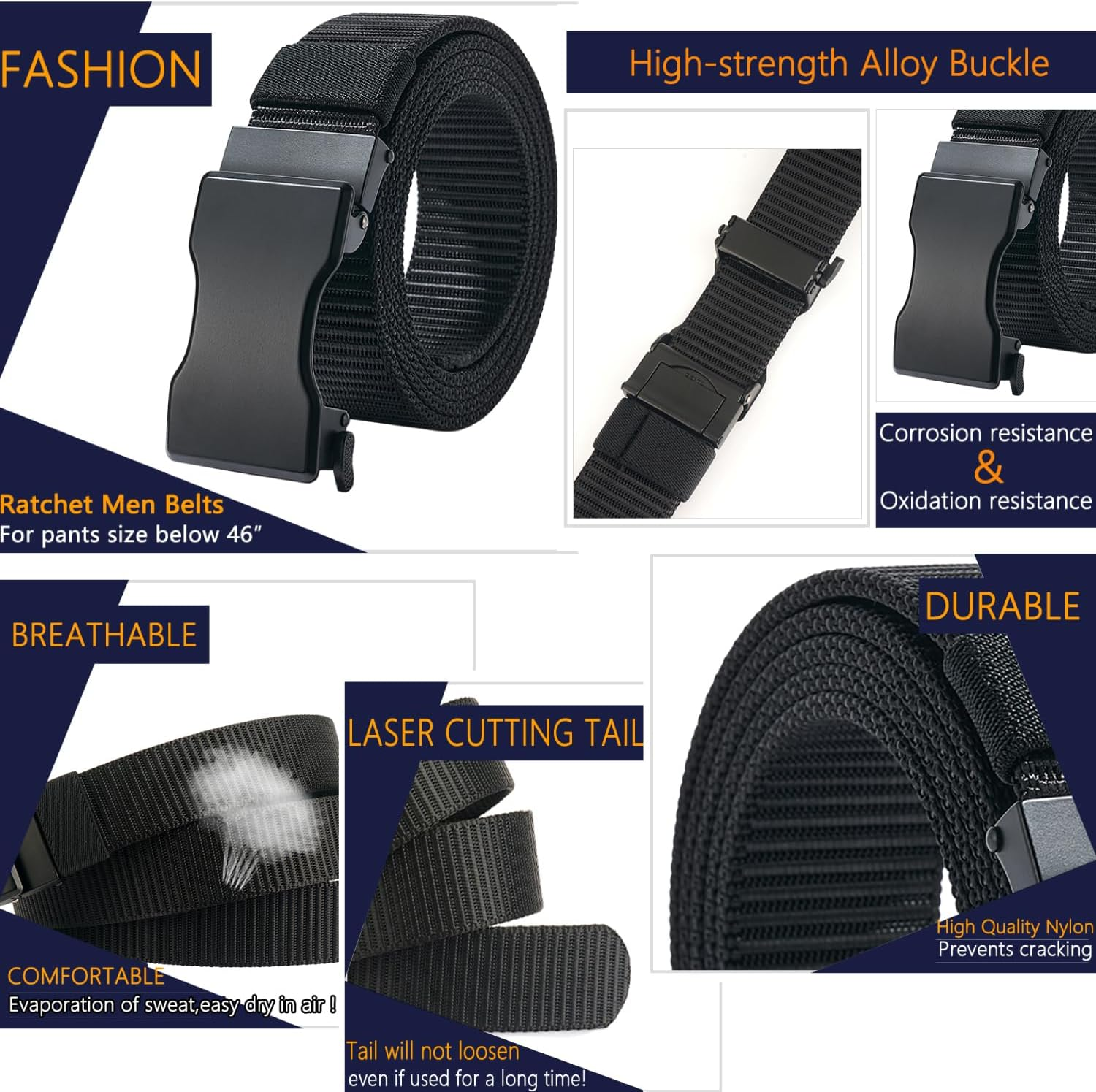 Lionvii Ratchet Belts for Men, Slide Belt with Automatic Buckle for Men Dress, Adjustable Trim to Fit 28-49" Waist [130Cm L X 3.5Cm W] - Army Green image number 2