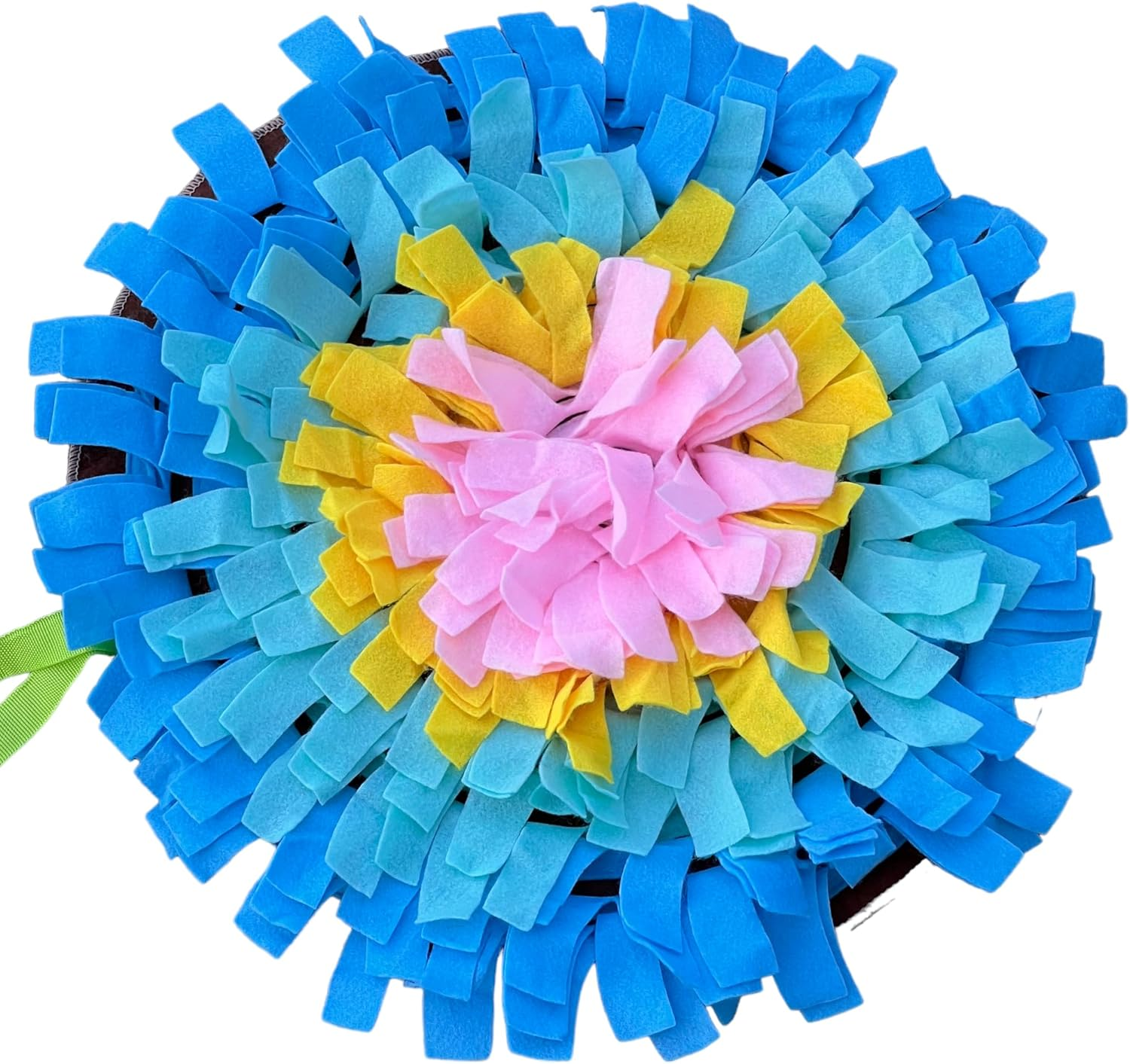 MIJOMA round Snuffle Mat for Dogs - Diameter 45 Cm Treat Rug & Dog Training Mat, Feeding Mat for Puppies, Non-Slip Silicone Nubs, Portable & Rollable Design, 8 Cm Long Felt Strips