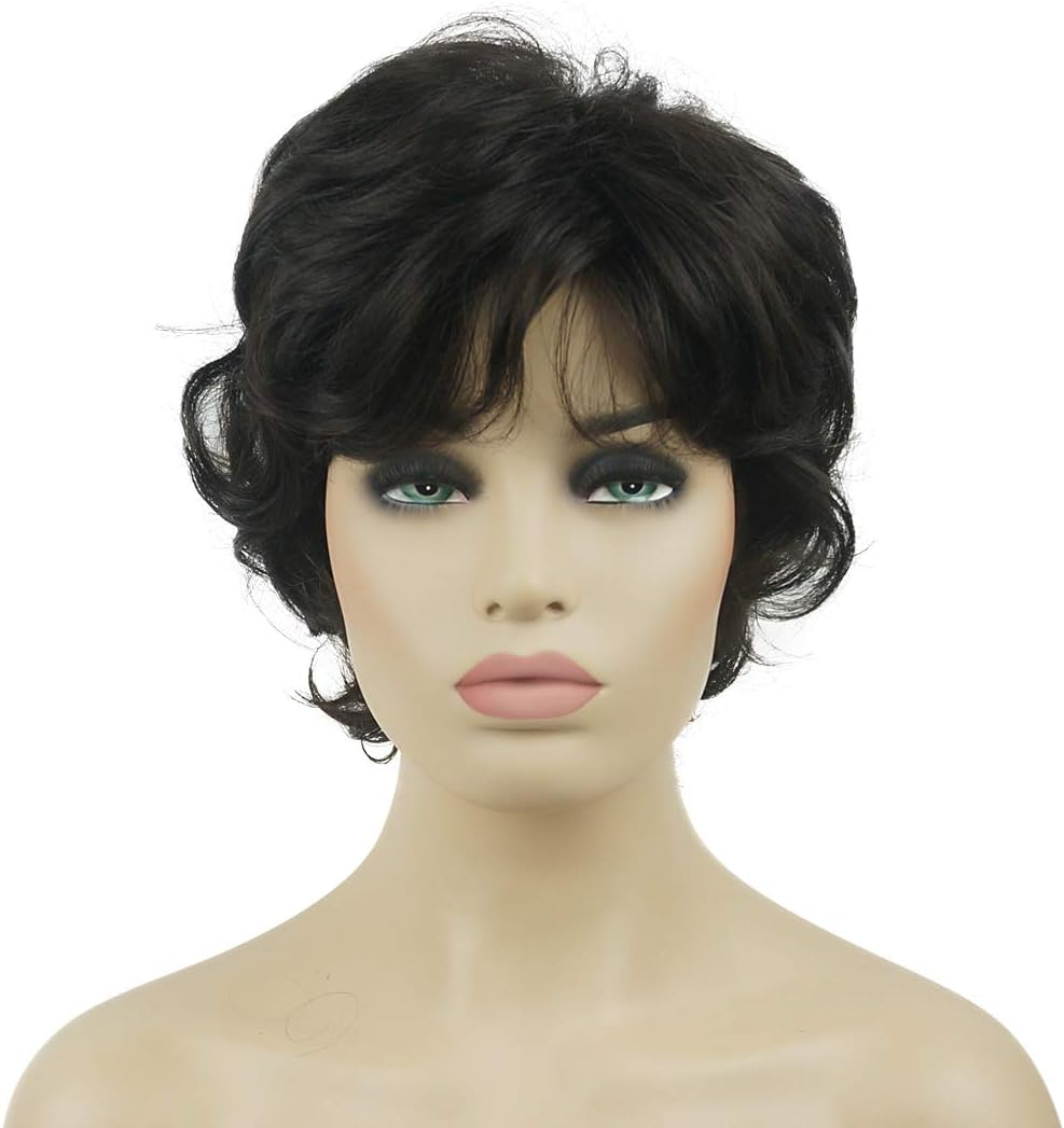 Lydell Women'S Short Wavy Curly Wig Synthetic Hair Full Wig 6 Inches (#4Darkset Brown) - 19 Light Strawberry Blonde image number 6