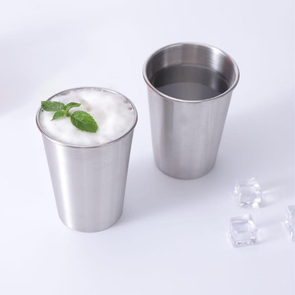 6 Pack Stainless Steel Cups, Shatterproof Pint Drinking Cups, Healthy Set, Water Dishwasher Safe, Drinking Glasses for Kids and Adults image number 1
