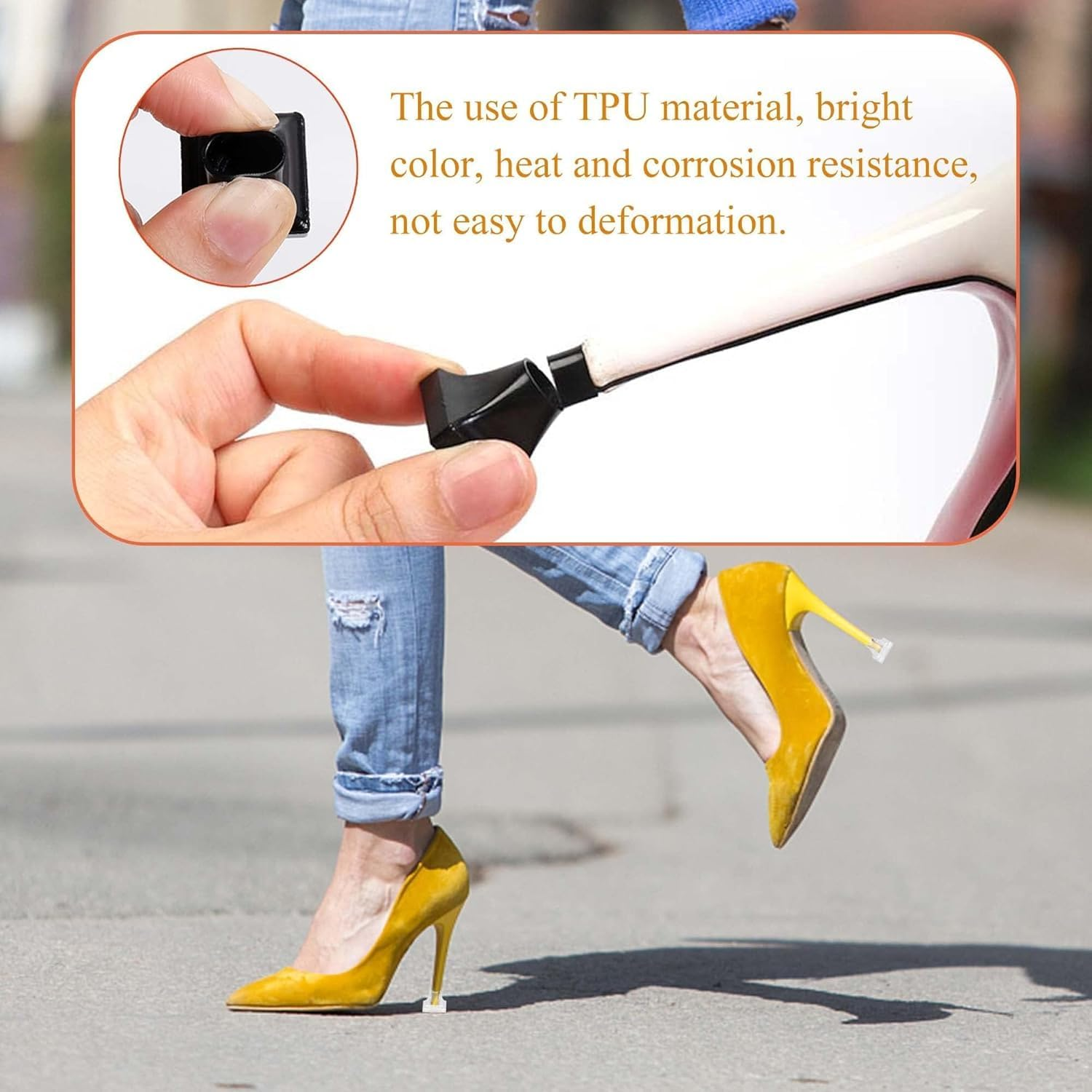 10 Pairs High Heel Protectors, 5 Sizes Heel Repair Caps Covers & Stoppers Heel Cover,Noise Reducing Non-Slip Caps for Weddings Races Formal Occasions and Events, Black,Clear image number 2