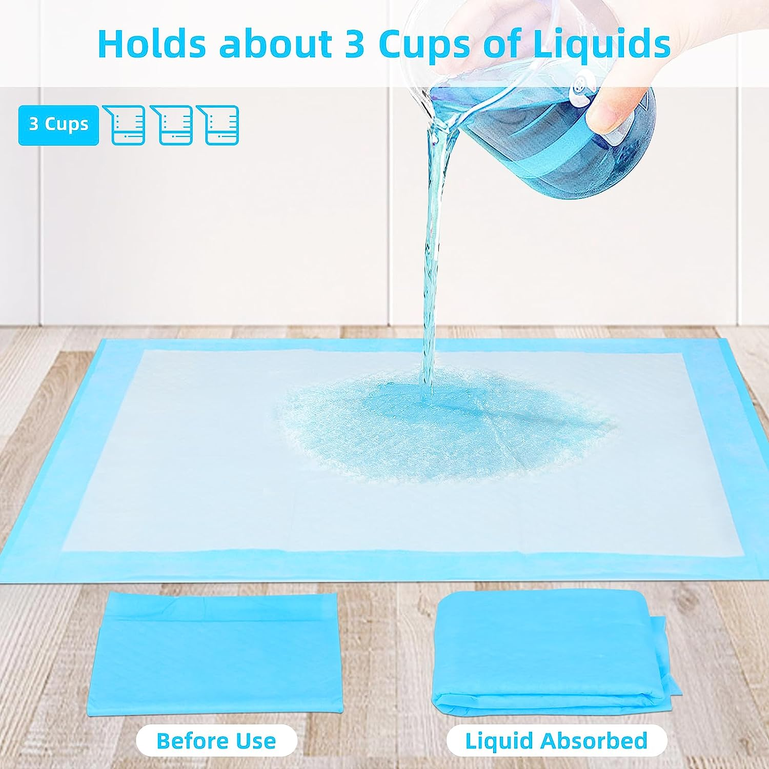 Super Absorbent Waterproof Dog and Puppy Pet Training Pad, Housebreaking Pet Pad, 50-Count Small-Size, 17.1&rsquo;&rsquo;X23.6&rsquo;&rsquo;, Blue image number 4