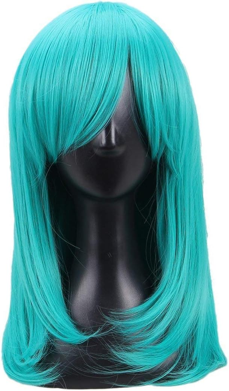 Women'S Long Straight Royal Blue Cosplay Wig（17.7Inch，Green Onion） image number 1