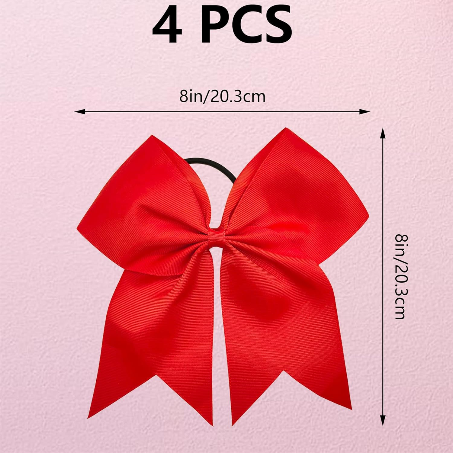 4 Pieces Ponytail Holder Cheerleading Girls Bow Hair Bobbles Hair Bow Cheering Large Bow Headband Jumbo Ponytail Elastic Hair Band Bowknot Hair Bands Headpiece (Red) image number 1