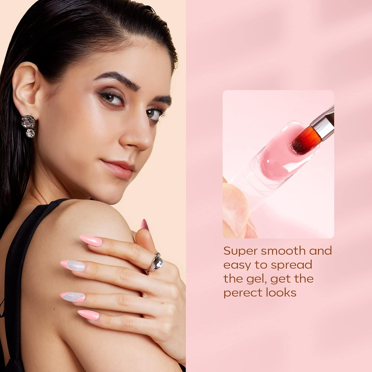 Modelones Poly Extension Gel Kit for Nail, 6 Colors Pink Nude Collection Poly Nail Gel Set Builder Gentle Colors French Manicure DIY Design Home Salon