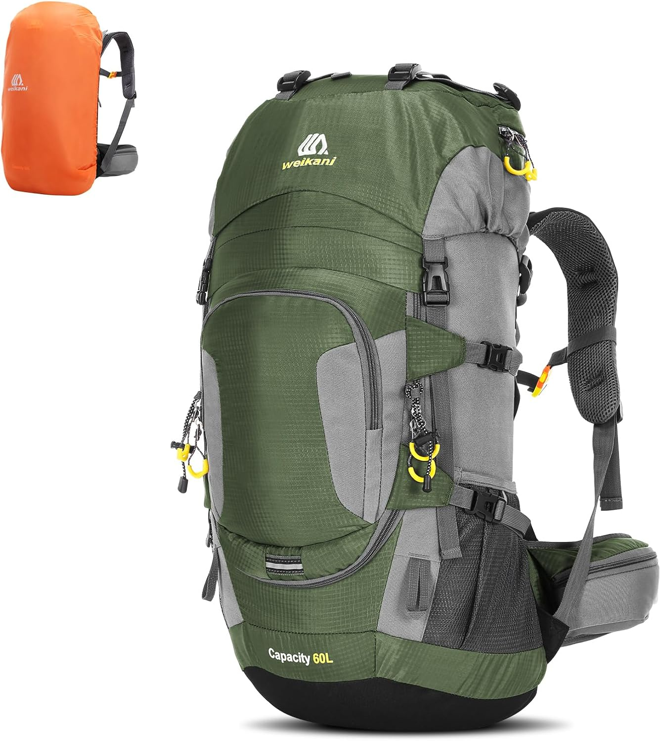 Eacam 60L Waterproof Hiking and Camping Backpack - Durable, Lightweight Large Hiking Backpack with Rain Cover, Multi Compartments, and Adjustable Straps