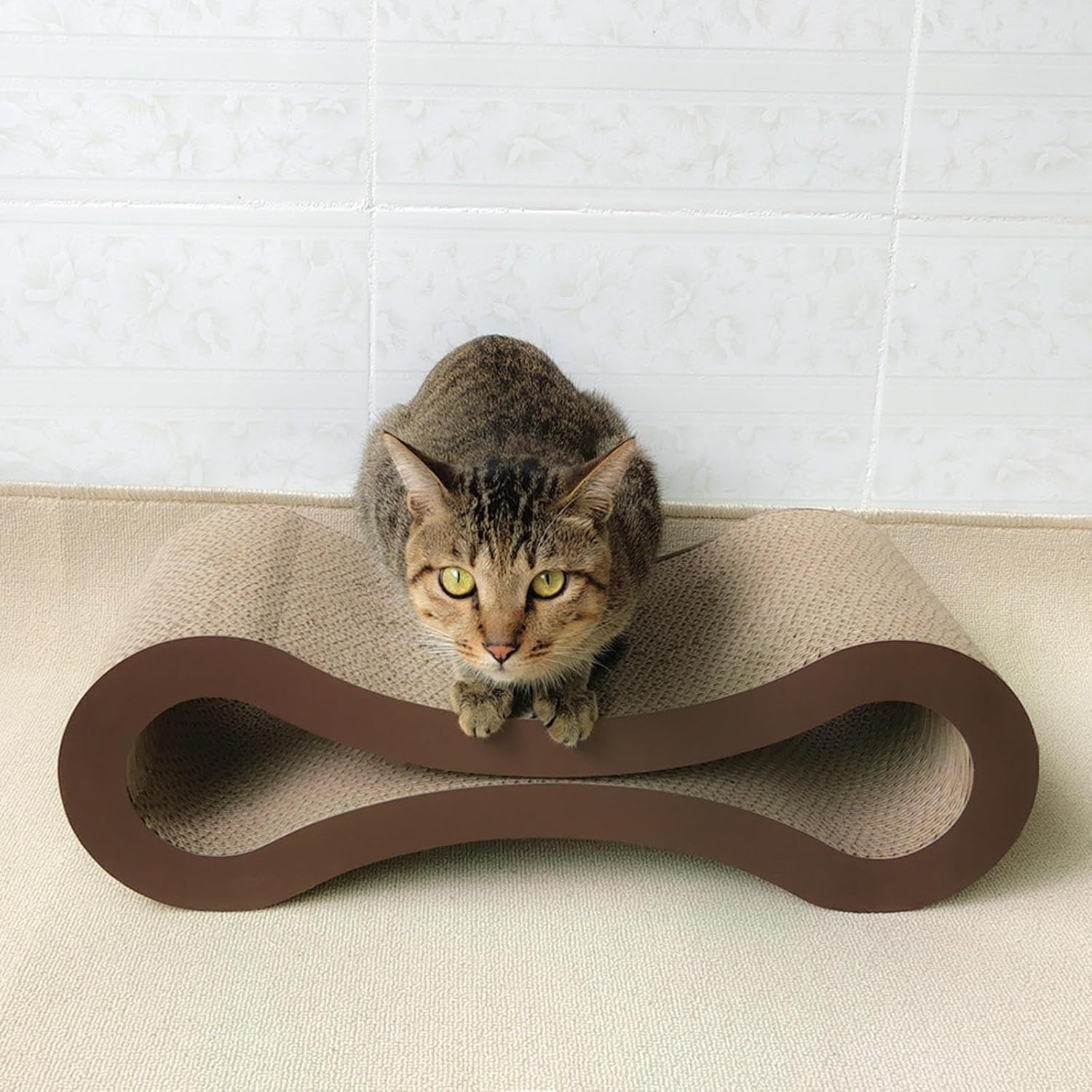 Cat Scratcher Cardboard Lounge Bed, Cat Scratching Post with Catnip, Durable Board Pads Prevents Furniture Damage,B image number 1