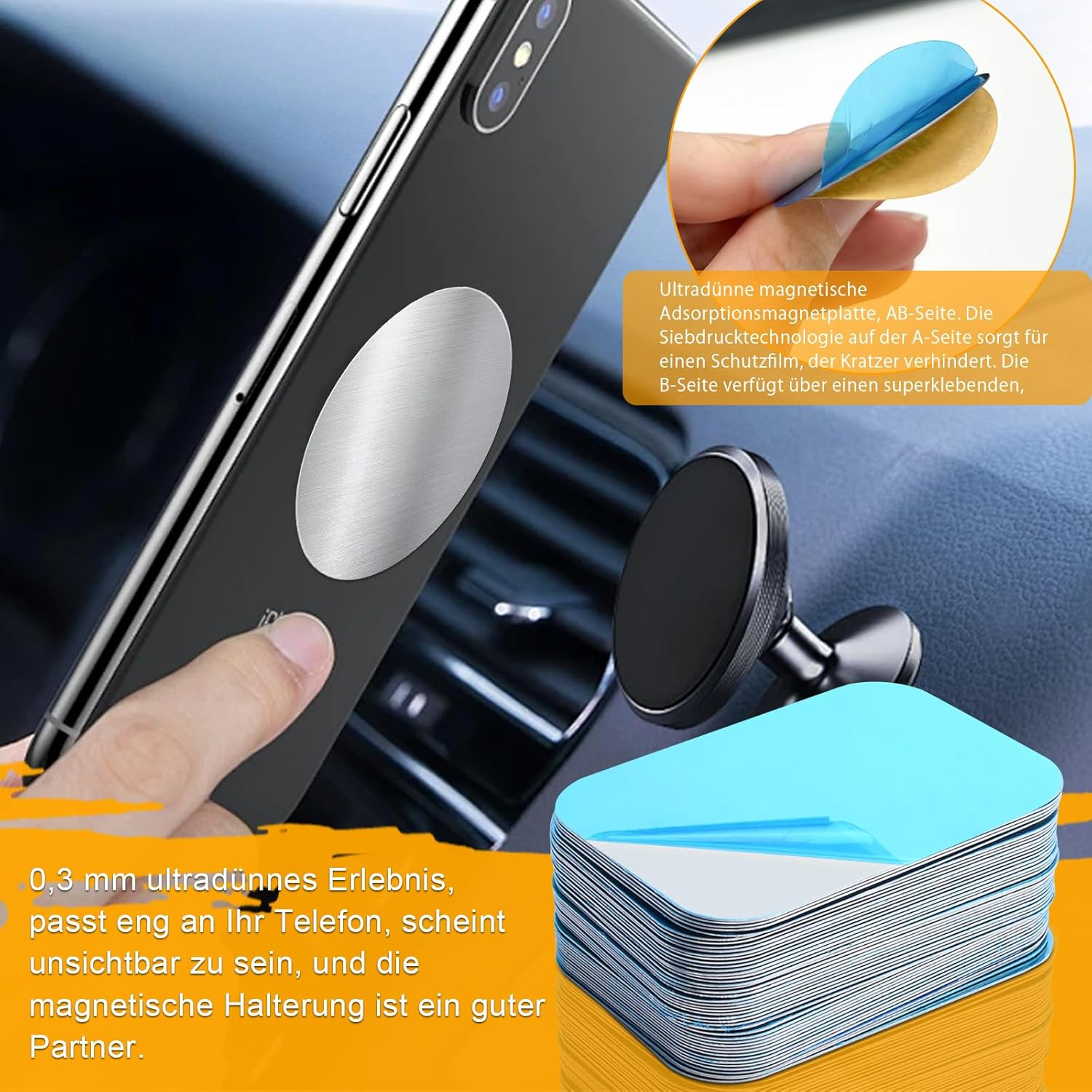 Pack of 30 Self-Adhesive Metal Plates, Metal Plate for Magnets, Very Thin Metal Plate, Metal Discs Made of Stainless Steel, Metal Plates for Tonies, Adhesive Base for Magnets, Metal Plates image number 5