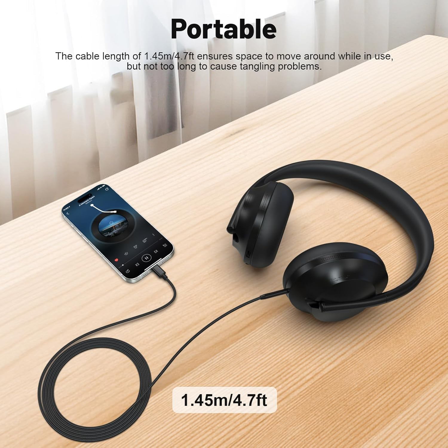 USB C to 2.5Mm Audio Cable &ndash; Compatible with Bose 700, QC25, QC35, QC35 II, QC45 Headphones &ndash; Works with Samsung Galaxy, Google Pixel, and Other USB-C Android Devices-4.6Ft image number 3