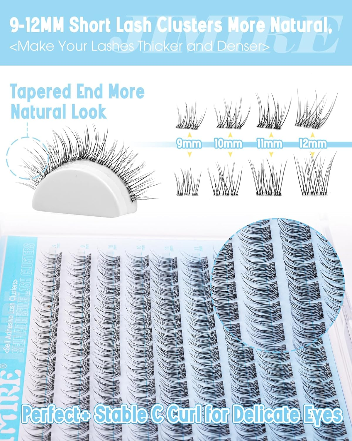 JIMIRE Natural Self Adhesive Eyelashes Wispy Pre Glued Lash Clusters No Glue Needed Press on Lashes Reusable Self Adhesive Lash Clusters Easy to Apply 9-12MM 108Pcs Pack image number 1