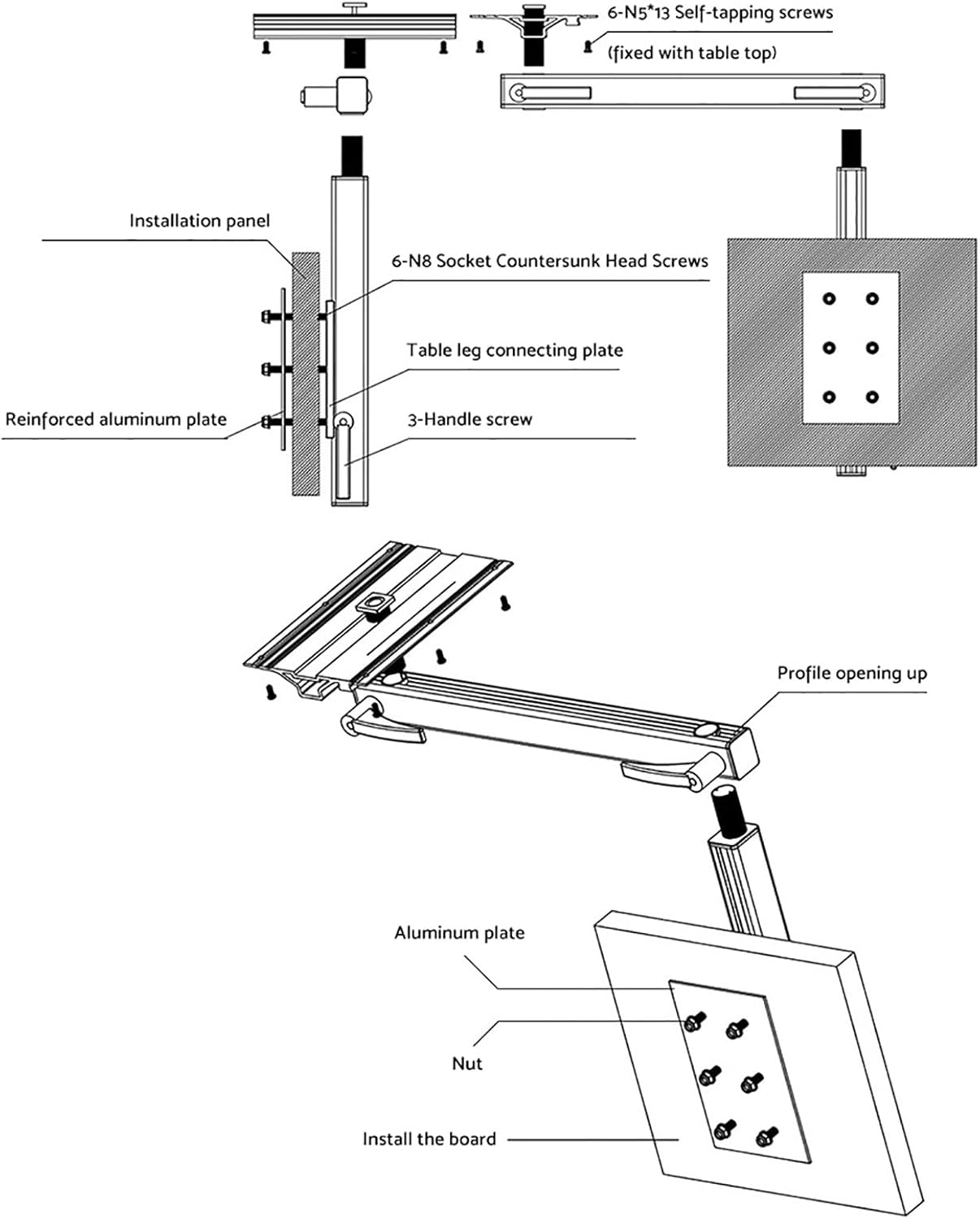MAX COOL Removable Table Leg RV Accessories 360 Degree Rotation Detachable Table Leg Aluminum Alloy Laptop Table Legs Bracket for RV Caravan Yachts Motorhome image number 6