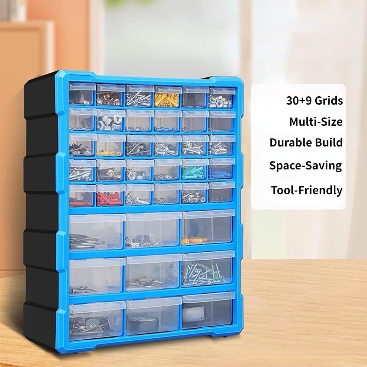 39-Drawer Plastic Storage Cabinet for Sorting Screws, Nuts & Tools &ndash; Wall Mountable Workshop Organiser with Small Parts Drawers, Ideal for Dividing Items in Garage & Craft Room image number 4