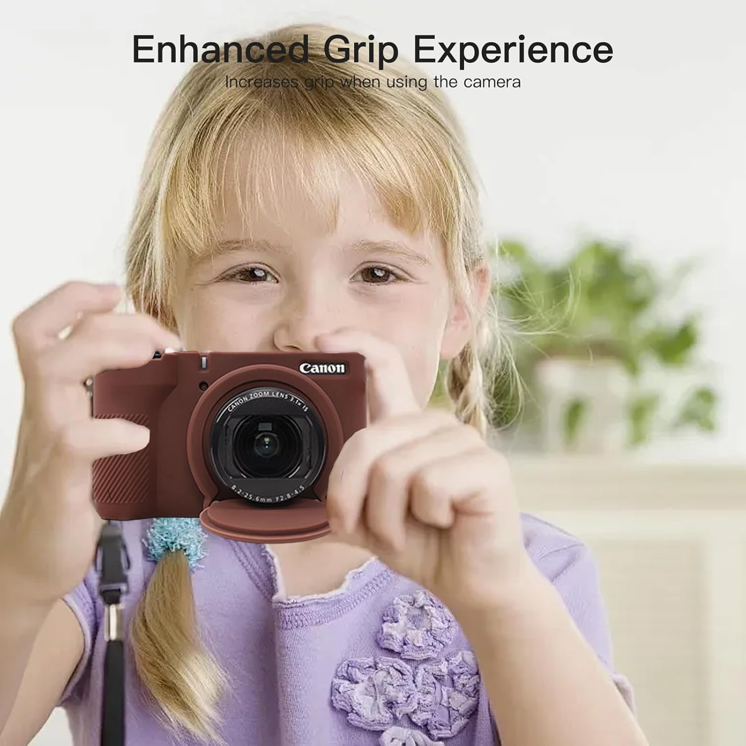 YAJOJO Case for Canon Powershot V1 Camera, Soft Silicone Camera Protective Cover for Canon Powershot V1, Anti-Scratch, Slim Fit, Lightweight (Brown) image number 2