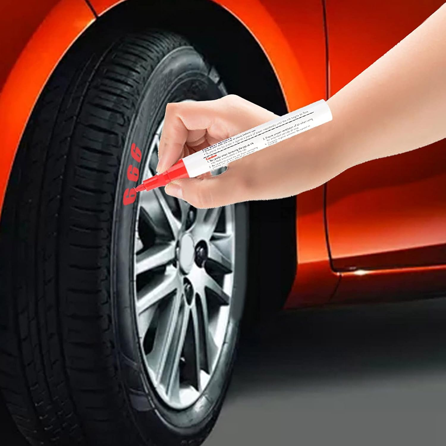 Tire Pens, Car Tire Paint Pen, Car Paint Pen, Paint Pen for Car Tires, 1 Pcs Waterproof Professional Car Pencil Tire Paint Pen Mark Pens(Red) image number 1