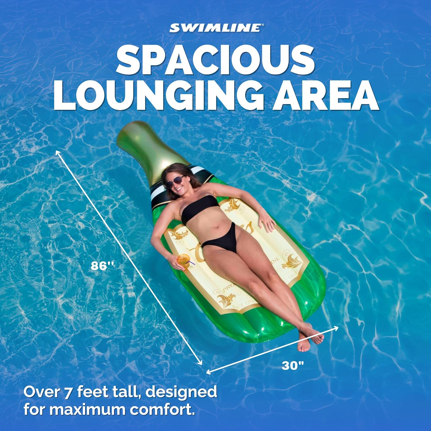 Swimline Cheers Bubbly Champagne Pool Lounger image number 1