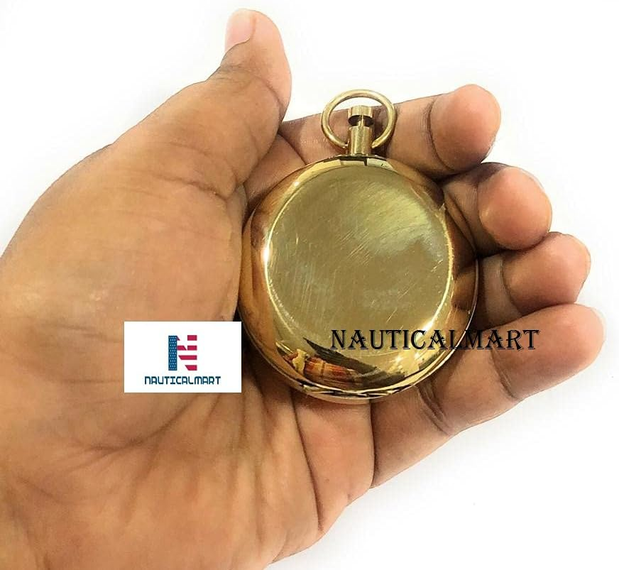 Nauticalmart Handmade Brass Push Button Compass -Direction Compass, Brass Pocket Compass, Pirate Gift Compass image number 6
