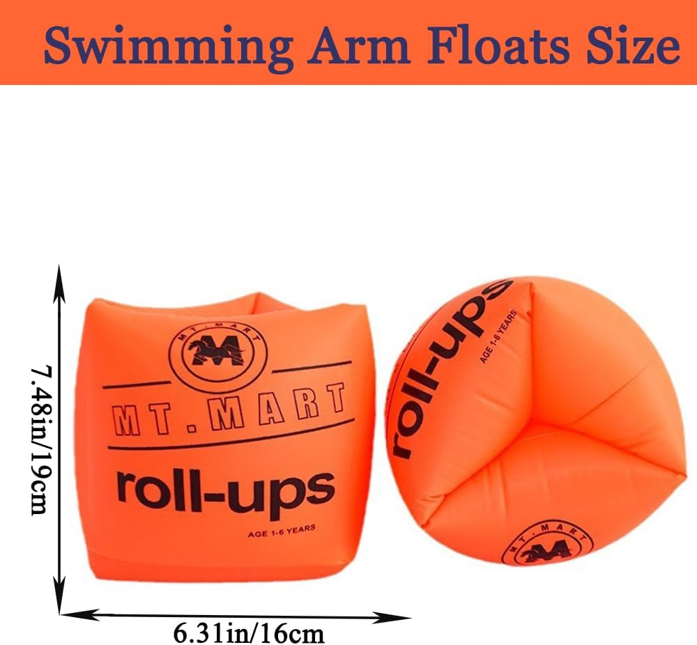 Zningesxi 2 Pack Arm Swimming Floaties Adult Armlets Sleeves Rings Tube Floater Arm Swim Bands Float PVC Inflatable - Orange