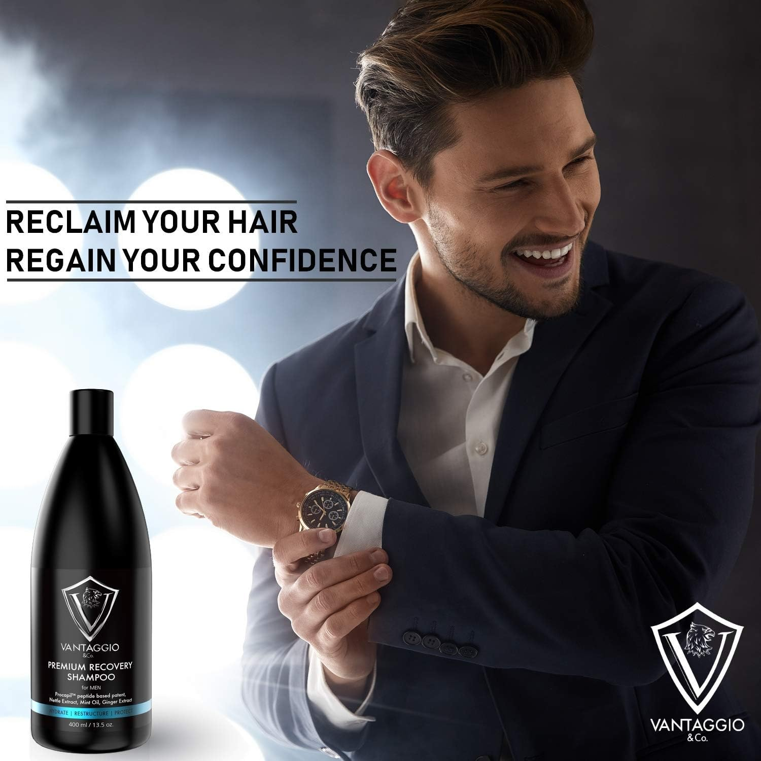 Hair Loss Shampoo for Men &ndash; Boosts Hair Growth and Thickening &ndash; DHT Blocker Fights Thinning and Alopecia &ndash; PROCAPIL Premium Formula with Castor Oil Peppermint Ginseng and Dead Sea Salt &ndash; 13.5 Oz image number 6