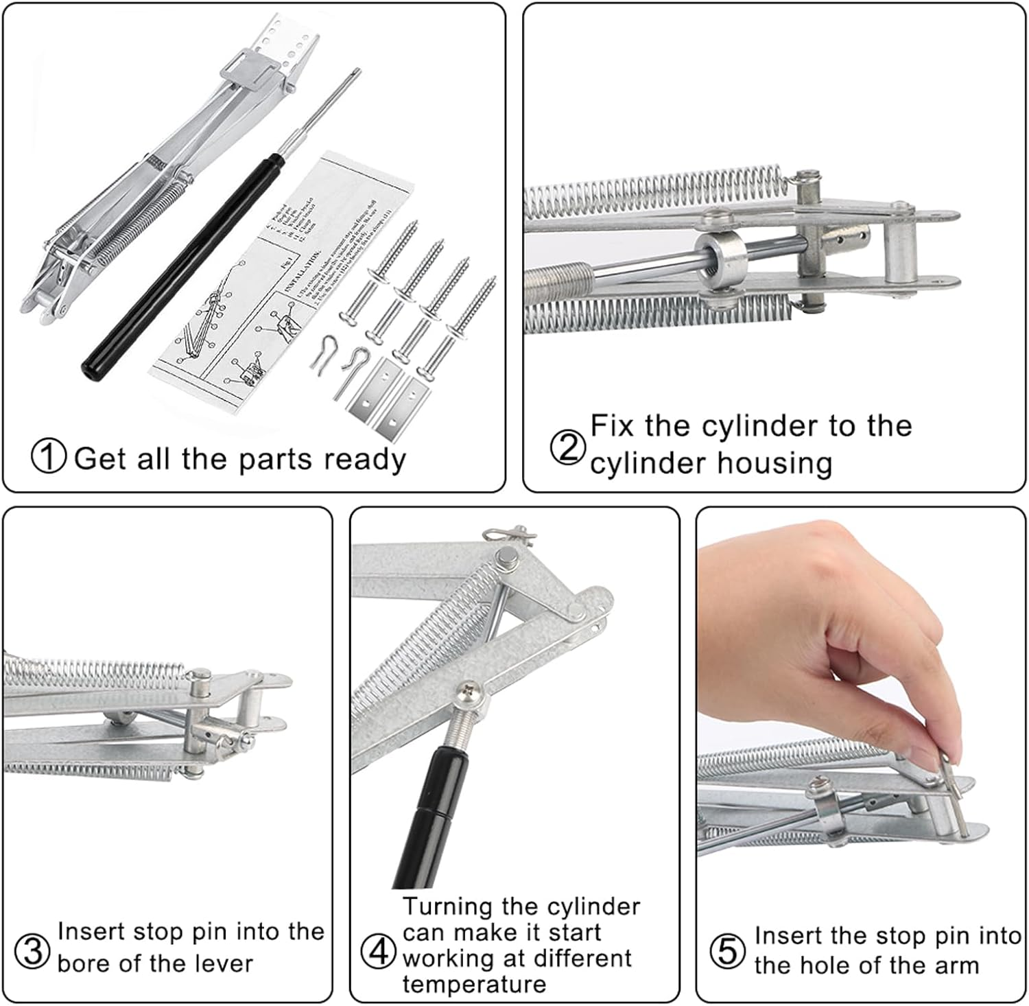 2 Pcs Automatic Greenhouse Window Opener Auto Vent Opener Roof Vent Opener Auto Vent Kit Solar Heat Sensitive Agriculture Gardening Tools and Supplies (Dual Spring Lifts 15 Lbs) - 2 X Auto Roof Vent Opener (Single Spring) image number 1