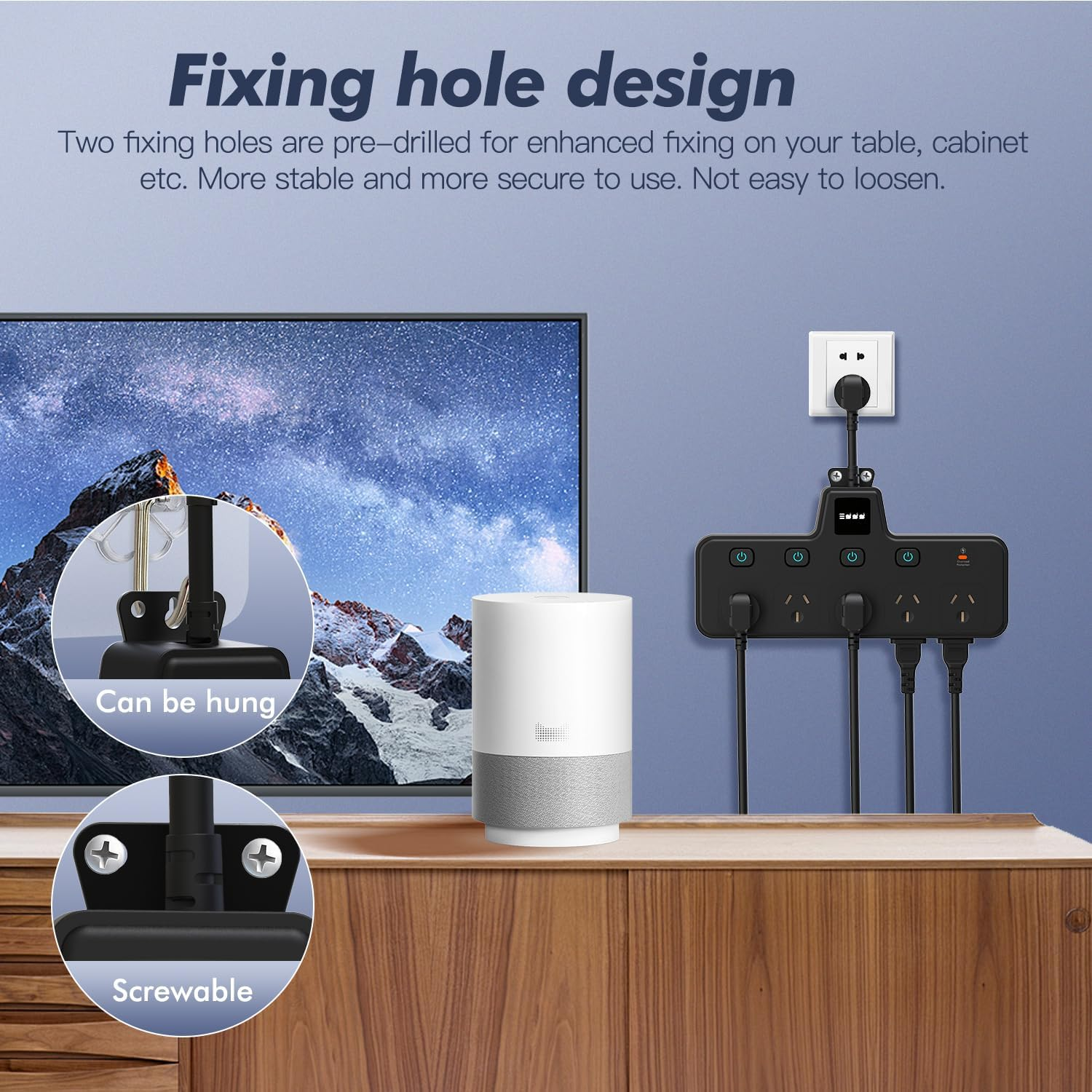 BOCHLION Power Strip with Independent Switches and Night Light Features 10 Socket Adapters, Suitable for Household Wall Plug Extension for Home, Office, and Travel (Black) image number 6