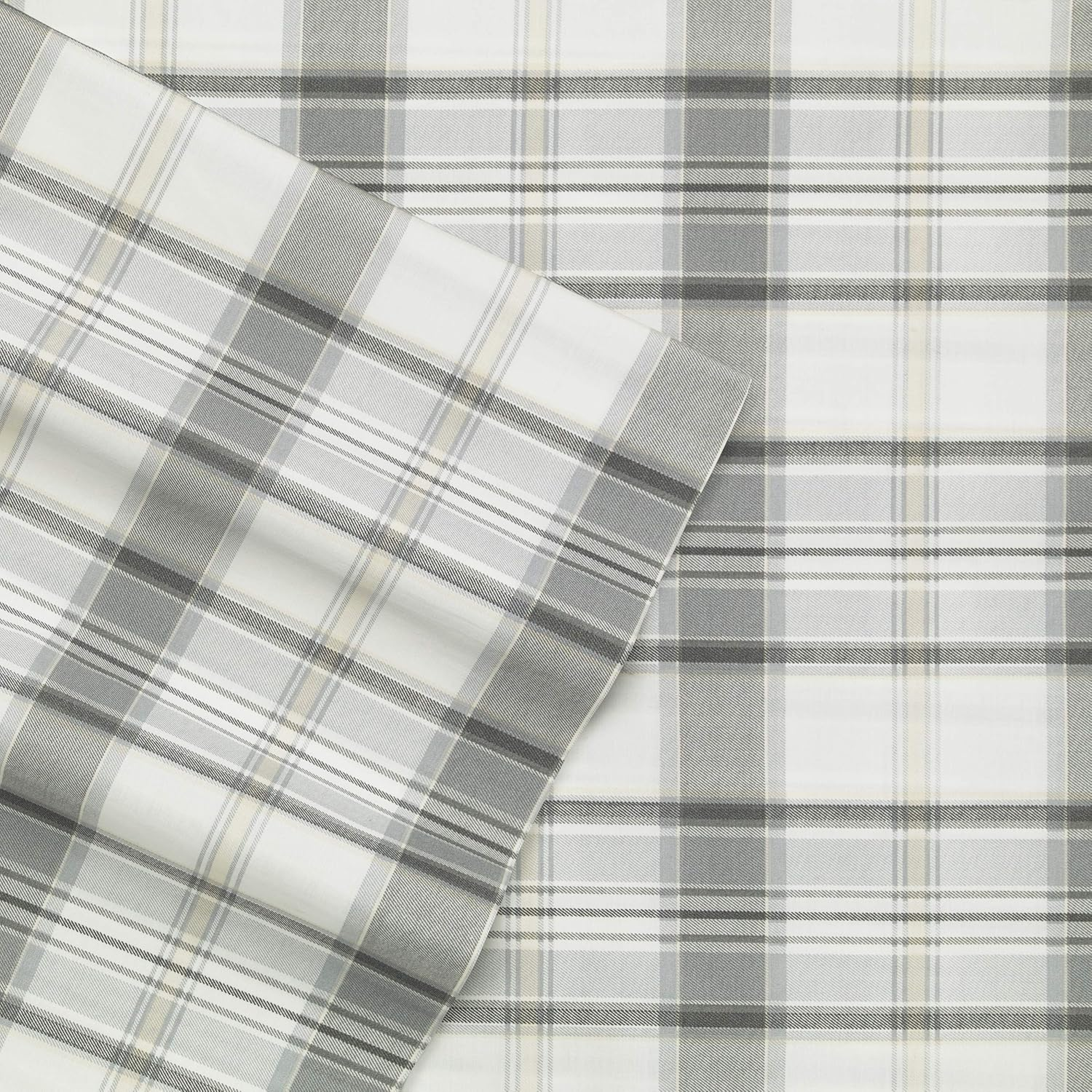 Eddie Bauer Sheets Cotton Percale Bedding Set, Crisp & Cool, Stylish Home Decor, Full, Methow Plaid Blue/White