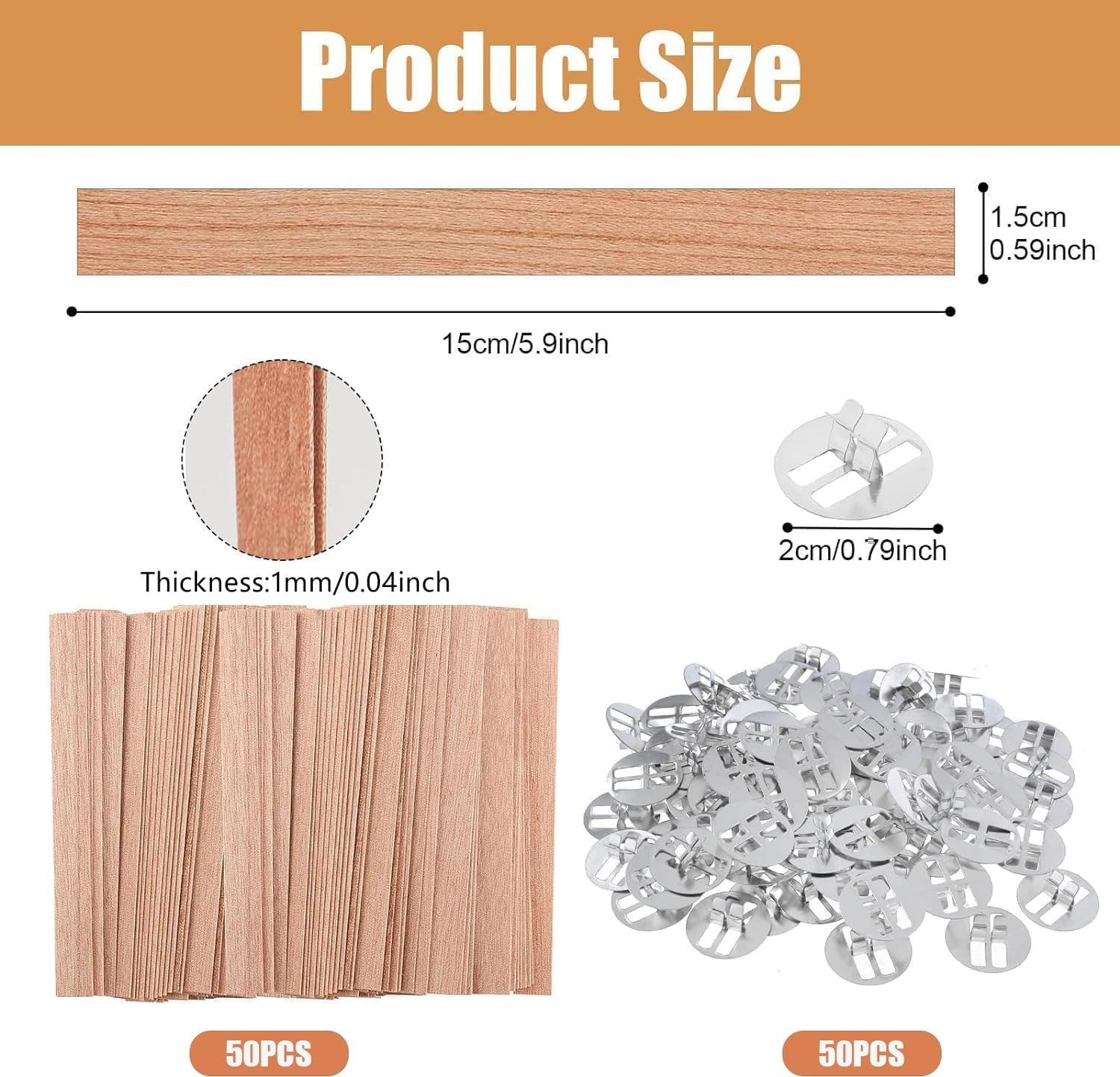 100 Pack Candle Wicks, Wooden Wick for Candles, Smokeless Candle Wick W/Iron Stands for Handmade Candles, Craft (15 X 150Mm) image number 4