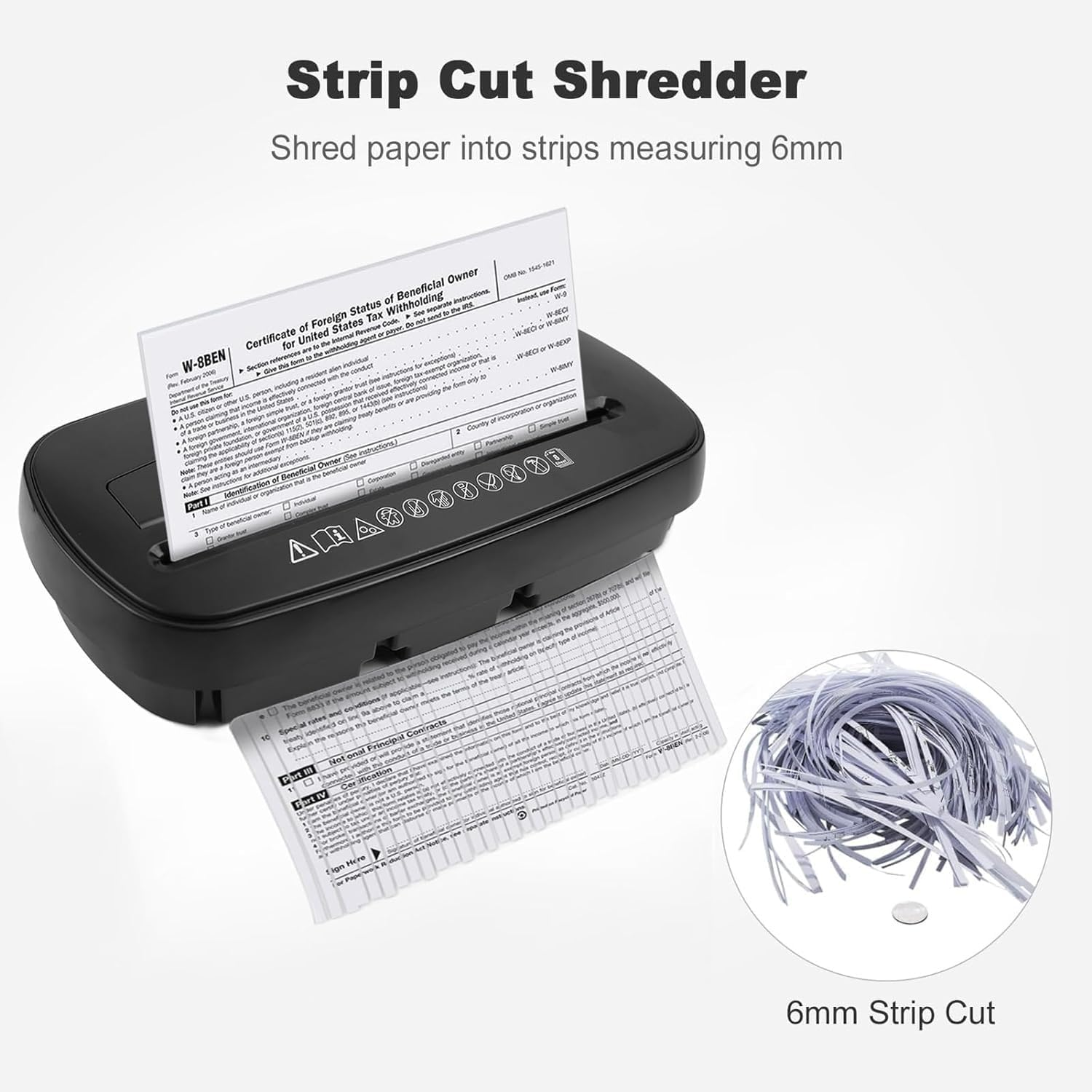 Paper Shredder, CD & Credit Card Strip Cut Paper Shredder for Home Office Use, P-2 Security Level, Shredder Machine with Overheat and Overload Protection